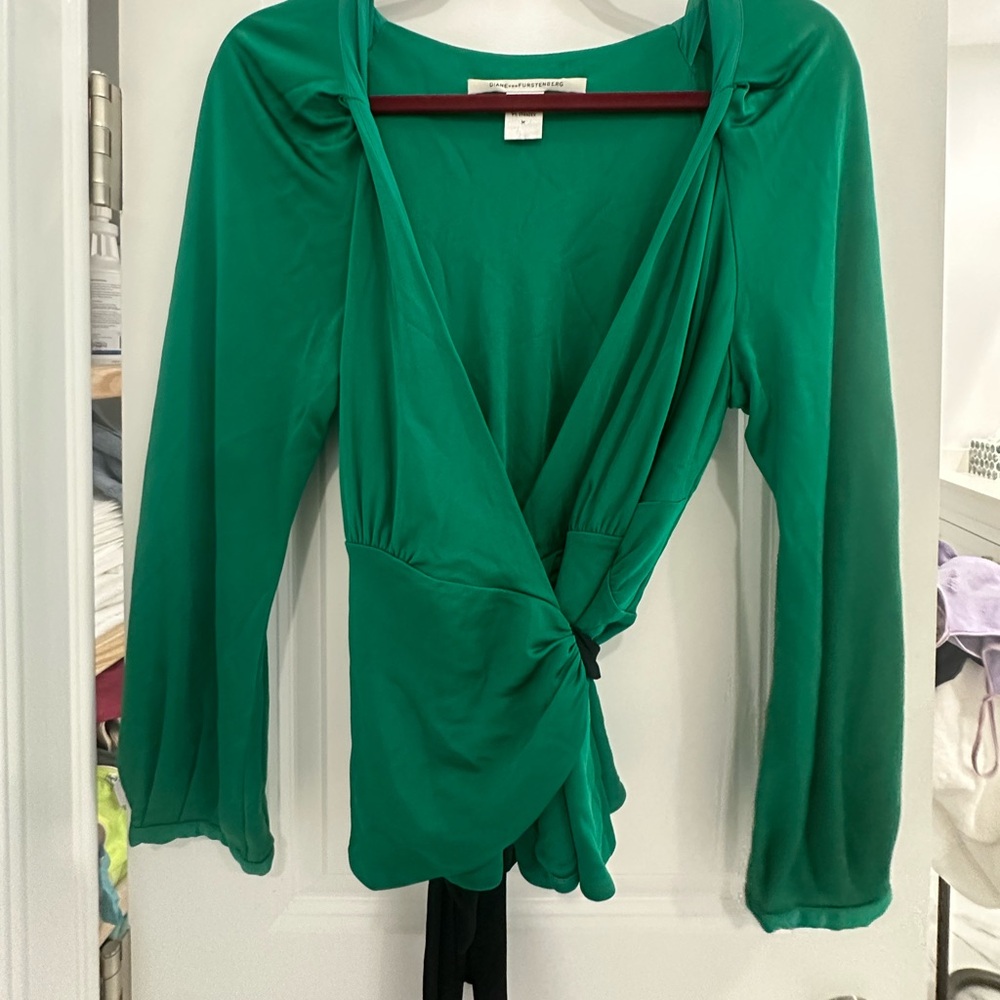DVF Long Sleeve Wrap Blouse